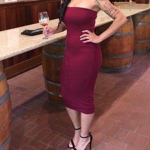 Bodycon Tube Dress - Dark Red